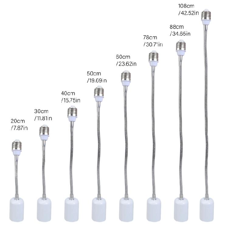 Ceramic E27 Bulb Socket Extender With Full Rotation Metal Base Heat Tolerance 400W For Lighting Adjustments