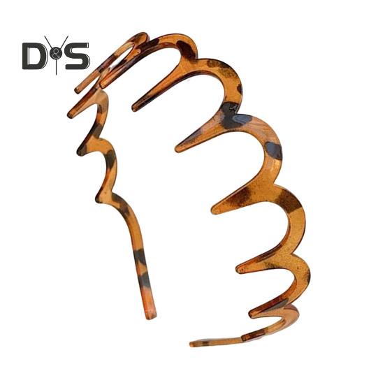 

2 шт. обруч для волос, большой волнообразный пластиковый гребень для волос, М-образный, удобный, нескользящий ободок, аксессуары для волос A коричневый