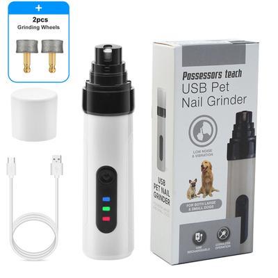 Automatische 2-Speed Huisdier Nagelslijper, USB Oplaadbaar, Kat en Hond Nagelknipper, Zwart en Wit, ABS Behuizing, 150 Grit Slijpen