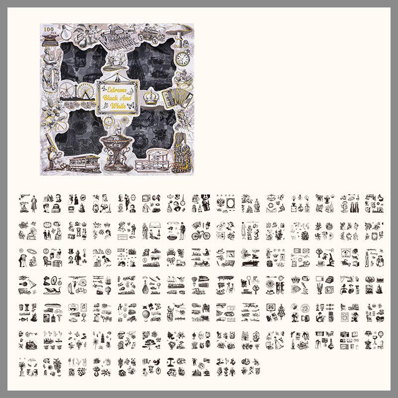 100 Sheets Vintage Butterfly Waterproof PET Journal Stickers, Self-Adhesive Reusable Shimmery Irregular Shaped Decals Stationery