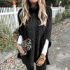 Women's Lazy Loose Long-sleeved High-neck Color Knitted Shawl Sweater