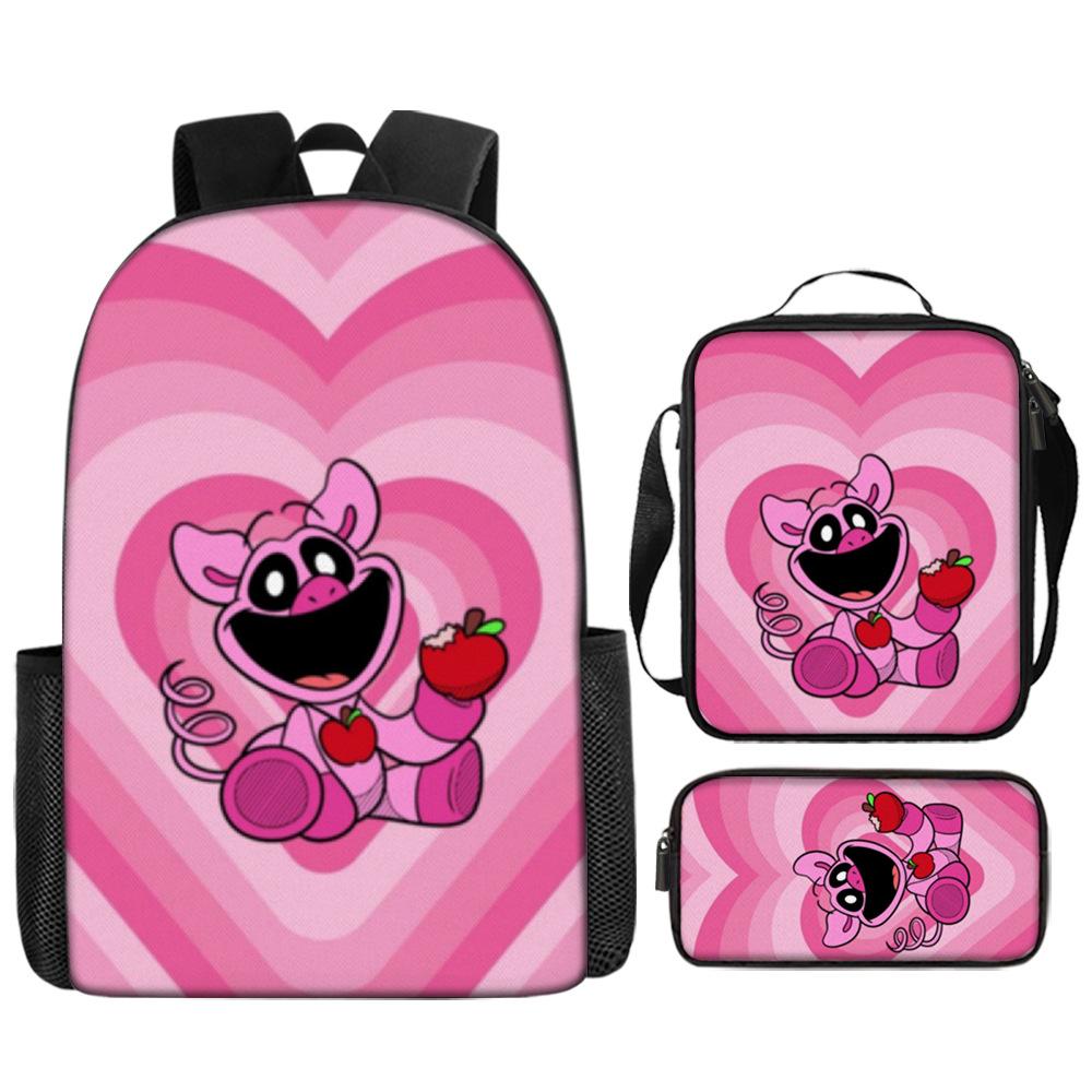 Poppyplaytime Mochila Escolar para Estudante Conjunto de Três Peças Mochila Bolsa Estojo