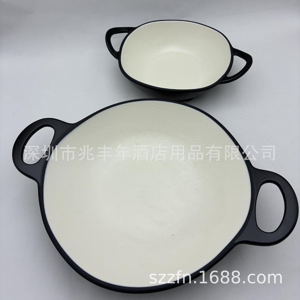 Melamine Condiment Dish: Two/Three Compartments for Japanese/Korean Cuisine - Hot Pot, BBQ Dipping, Soy Sauce, Spoon, Imitation Porcelain