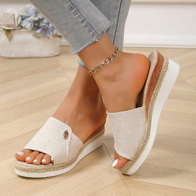 Summer Women's Shoes Foreign Trade Slippers Woman Slippers Wedge Heel Thick Sole Lightweight Casual Shoes