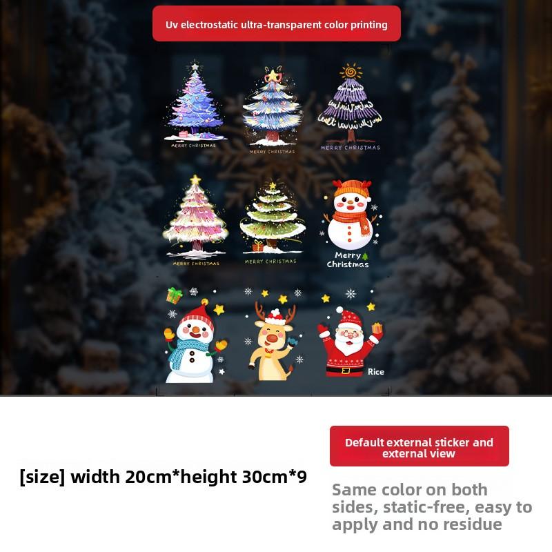 Vánoční stromek, Festivalové dekorace, Aranžmá scény, Elektrostatické skleněné dveře, Okenní dekorace a Atmosférické samolepky