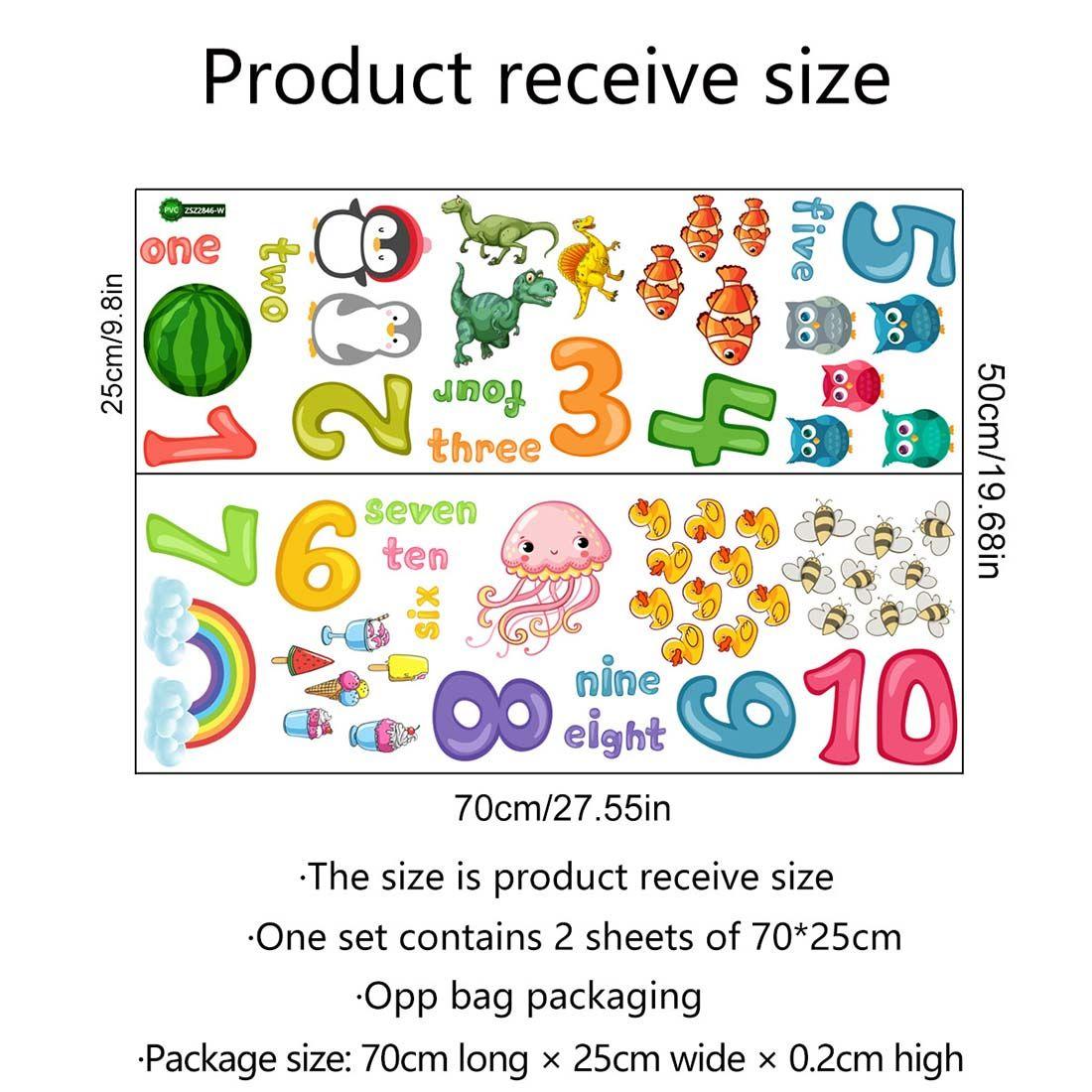 

Домашний декор для детской комнаты Виниловая настенная живопись Искусство раннего образования Наклейка на стену с номером Мультфильм Животное Наклейка на стену Джунгли Фрукты