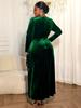 Elegant Plus Size Velvet Beaded Evening Gown with Waist-Cinching Ruffles