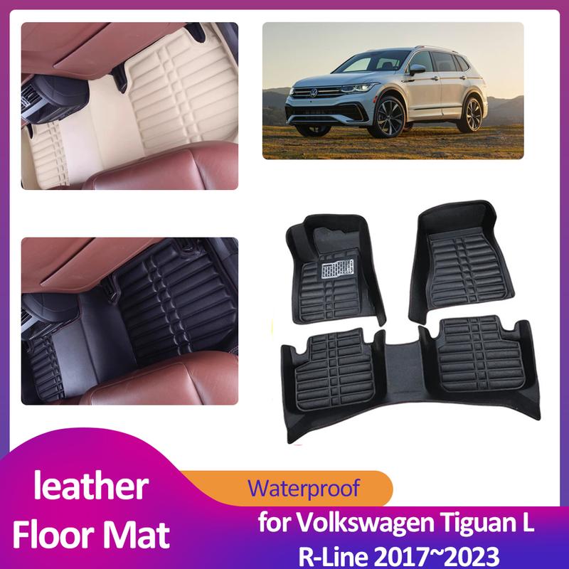 Car Floor Mat for Volkswagen VW Tiguan L R-Line LWB 2017~ Leather Foot Inner Liner Waterproof Carpet Pad Accessories