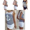 Vest Anchor Stripe Dress Sleeveless Tops Oneck Hooded Sexy Bodycon Mini Dresses