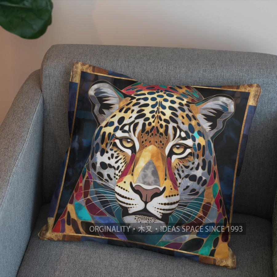 2D Colorful Leopard-Print Pillow For Decor Pattern Cushion Cover Suitable For Sofa Bedroom Car Pillow Cover