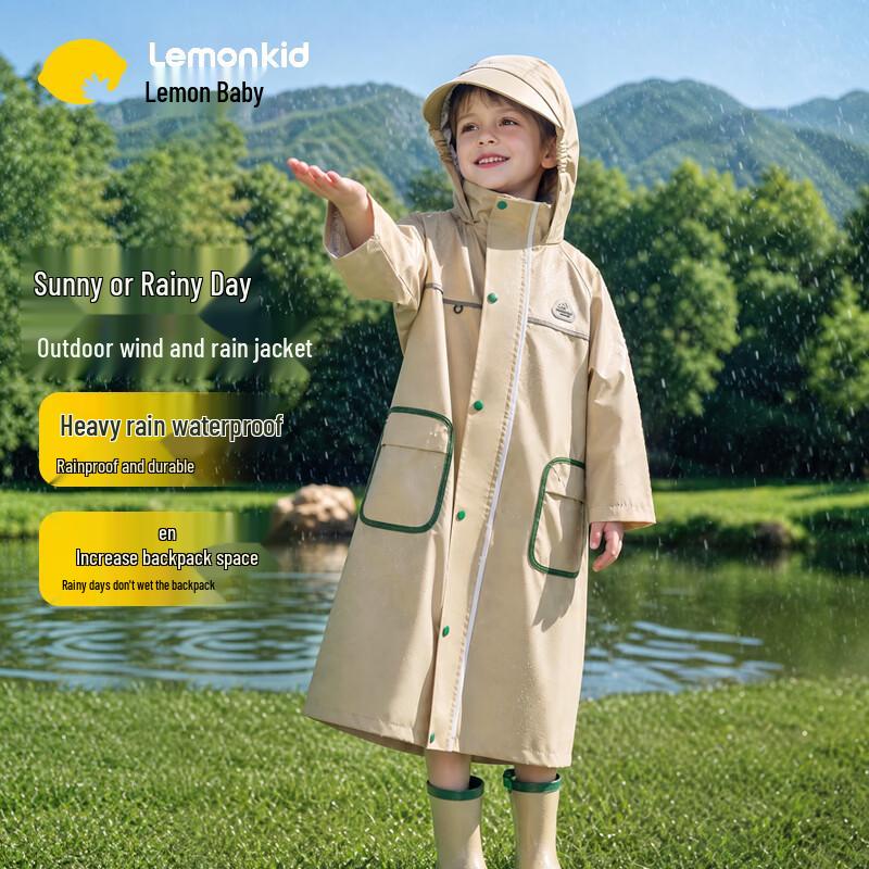 Kids' Waterproof Raincoat with Schoolbag Cover