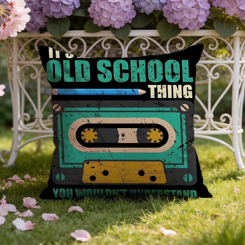 Music Tape Print Cushion Cover Home & Car Dual-Scene Pillow Cover: Reversible for Premium Comfort