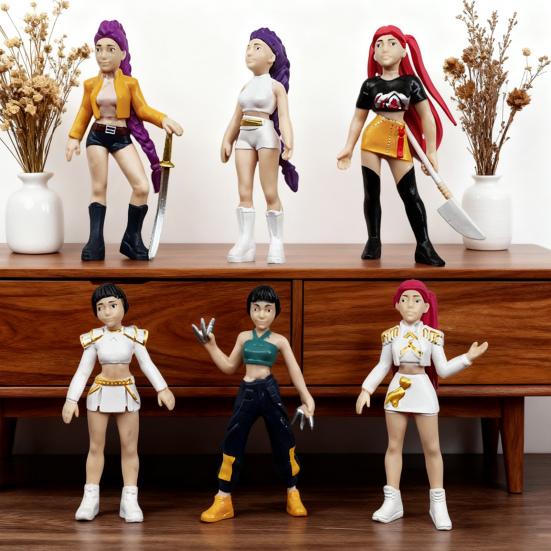 5/6/8Pcs Kpop Hunter Figure Cake Topper Animated Movie Inspired Cartoon Character Figurine Statue Collectible Model Home Office Desktop Decoration
