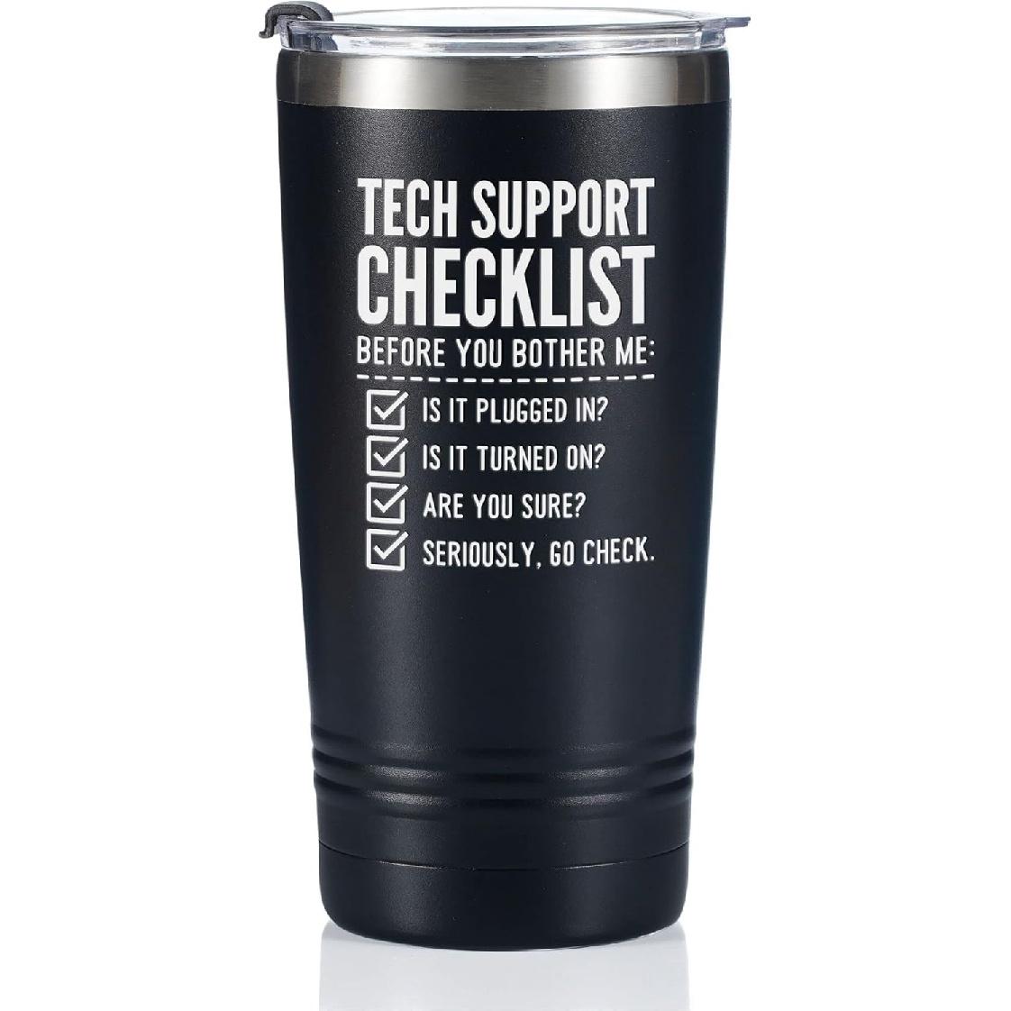 Onebttl Tech Support Gifts Techie IT Guy Funny Tumbler Coffee Mug, Gifts for Help Desk, Technician, Programmer, Tech Lover, Stainless Steel Insulated