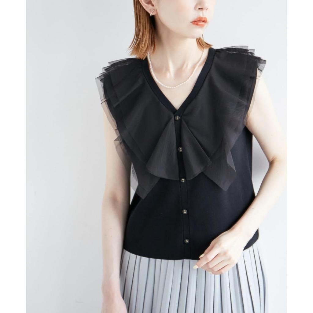 ROPE PICNIC emur Tulle Frill Knit, Women's, GDM24520, Off-White (15)