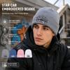 Star Embroidery Cuffed Beanie Hat Stretch Fit Knit Cap Fashion Winter Beanie  Men Women