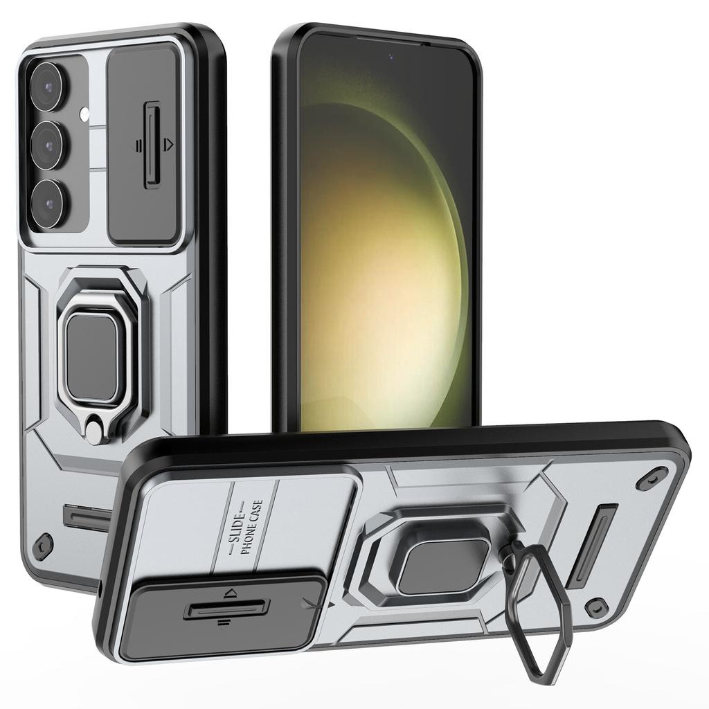 For Samsung Galaxy S25+ Case PC+TPU Kickstand Phone Protector with Lens Cover