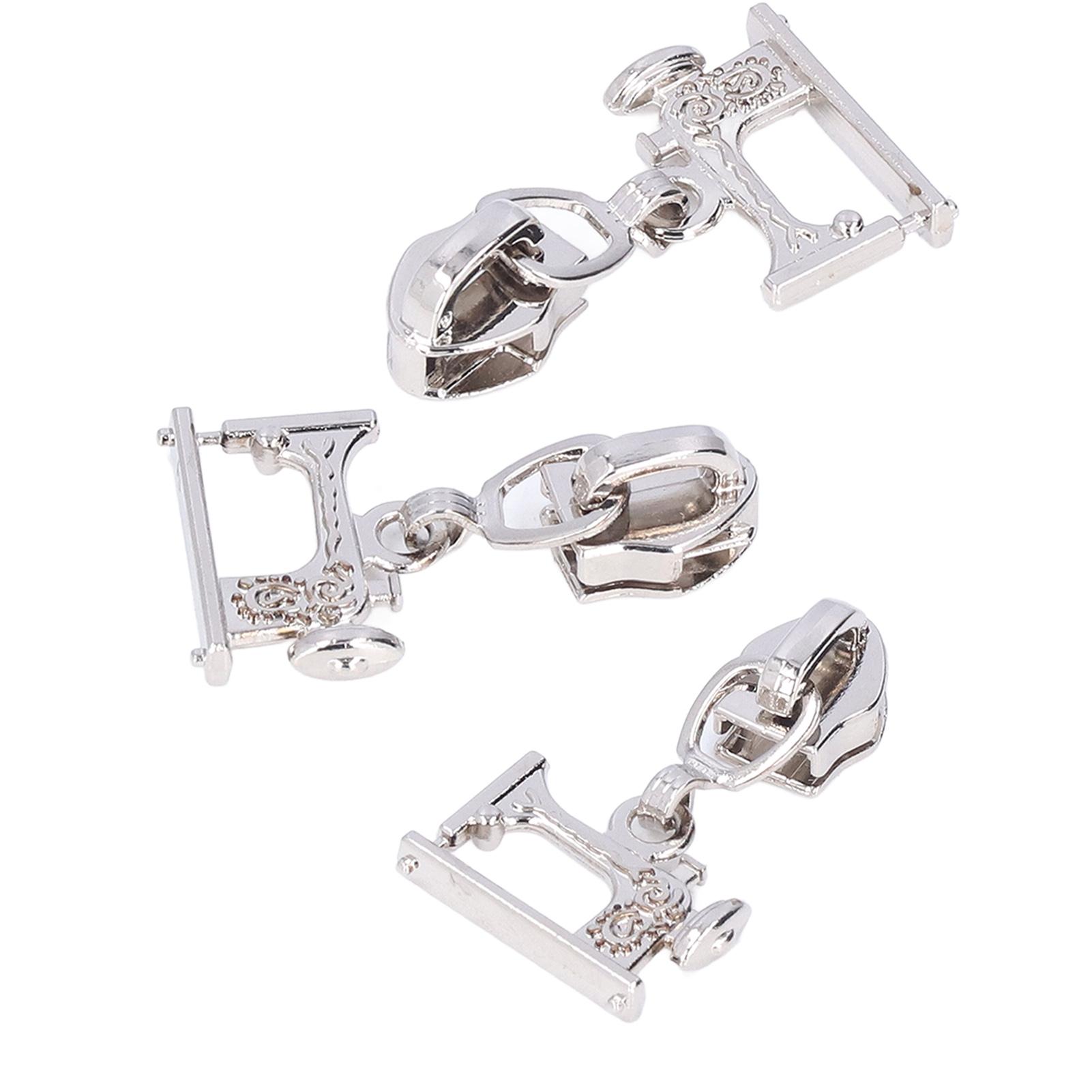 

10 Pcs Zipper Pull Sewing Machine Metal Zipper Pulls Jacket Crafts Handbags Luggage Zipper HeadWhite Nickel
