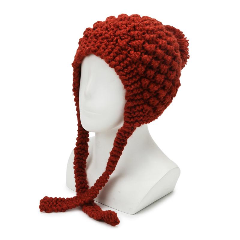 Autumn and Winter Hats for Women In Women's Cute Multi Color Ear Protection Wool Knitted Hat Outdoor Shopping Baotou Warm Cotton Hat