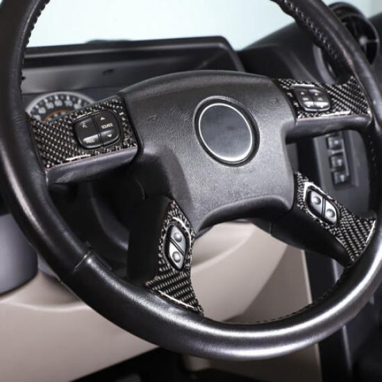 Carbon fiber Steering Wheel Button Cover Trim Sticker For Hummer H2 2003-2007
