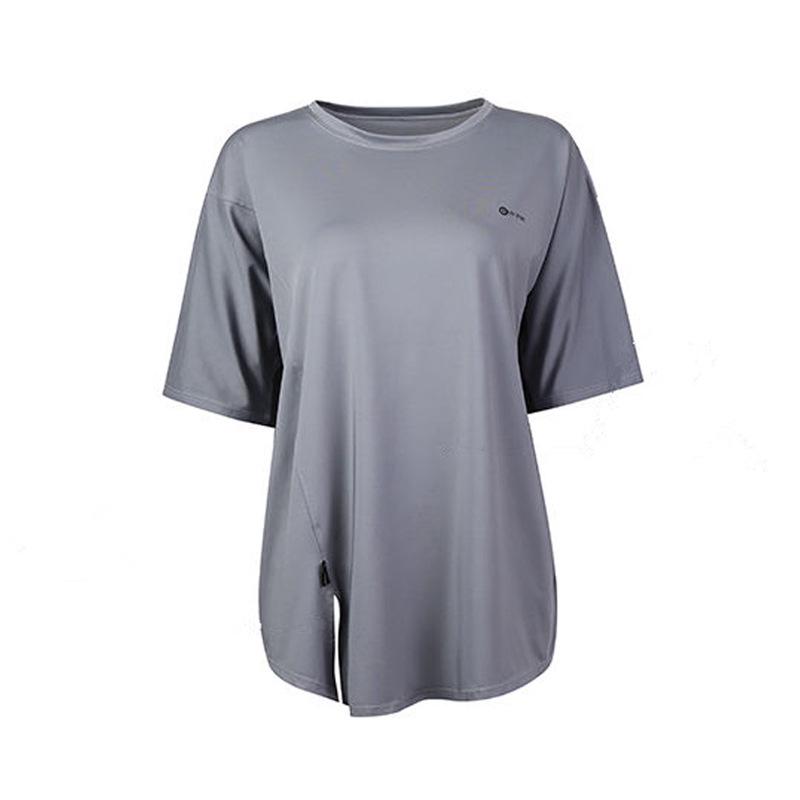 Plus Size Quick-Dry Fitness Top - Round Neck, Hip-Hiding, Slimming Outerwear for Yoga & Running