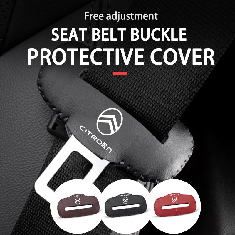 Leather Car Seat Belt Buckle Protector Anti-Scratch Cover For Citroen Jumper Celysee Cactus Picasso Aircross Saxo Grand