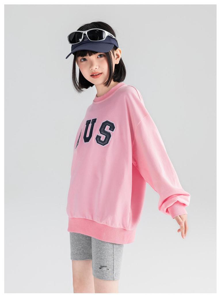 Tao Town Girls' Autumn Letter Print Sweatshirt - Fashionable Casual Long Sleeve Top for Kids