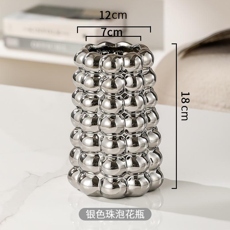 

Скандинавские керамические вазы, украшения для гостиной, цветочная композиция, гидропоника, искусство из сухоцветов, украшение для дома, гальваническая ваза серебряный