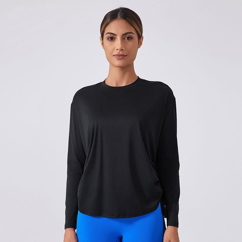 

Big Brand Flat Yoga Clothes Long Sleeves Women s Workout Top Loose Plus Size Nude Feel Quick-Drying Exercise T-shirt Blouse Spring & Fall Black L/8
