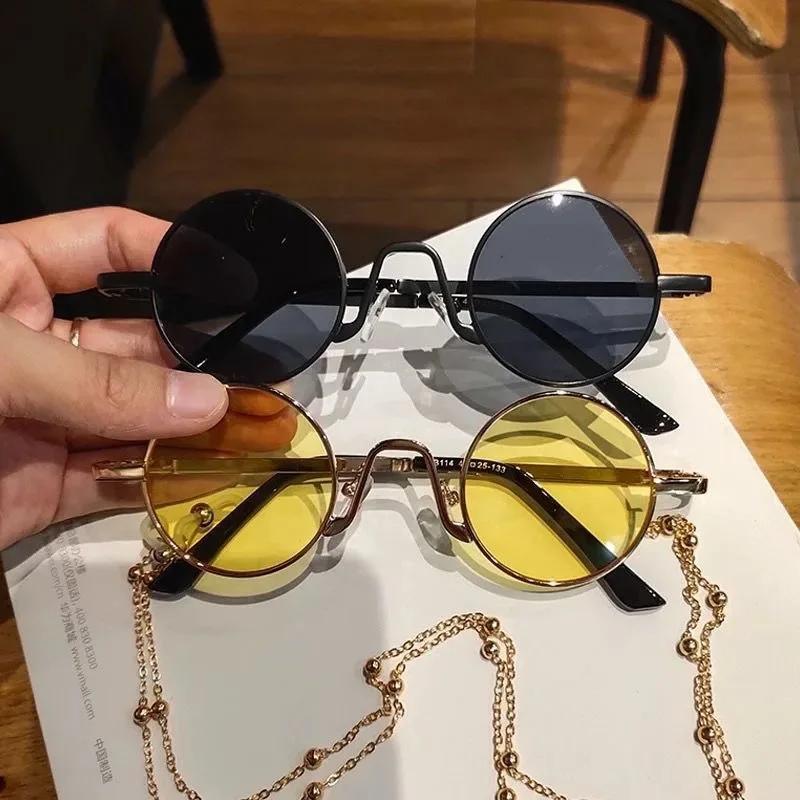 Vintage Hip Hop Sun Glasses Glasses Small Spectacle Frame Frame Circular Womens Street Photography Mini Eyeglasses Funny Sunglasses
