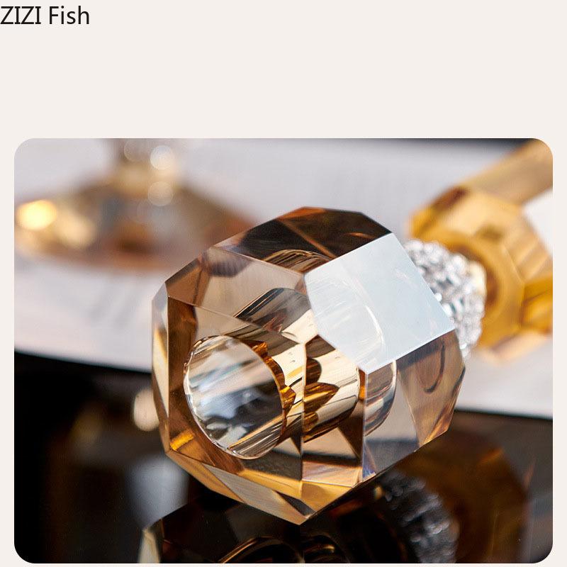 Transparent Amber Color Glass Candle Holder Creative Romantic Candlestick Desk Decoration Wax Melt Burner Home Aroma Container