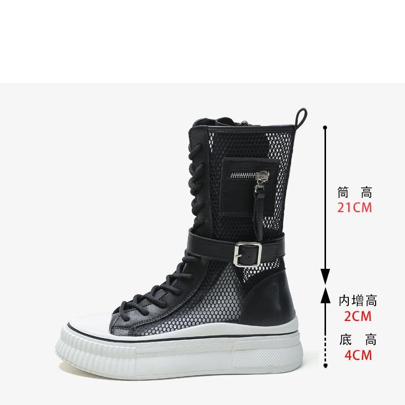 

Шкіряні черевики-труби середньої довжини Martin жіночі нові літні тонкі прохолодні черевики жіноче взуття дихаючі черевики на товстій підошві з порожнистою сіткою 40