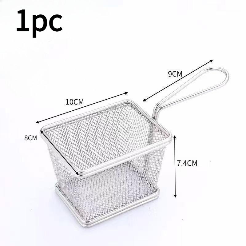 

1pc 304 Stainless Steel French Fry Basket, Fried Food Plate, Creative Shaped Snack Tray, Chicken Basket