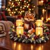 Christmas Party Supplies Lighted Highland Cow Table Centerpiece, Resin Flickering LED Flameless Candles, Frosted Pinecone Displays Pine Red