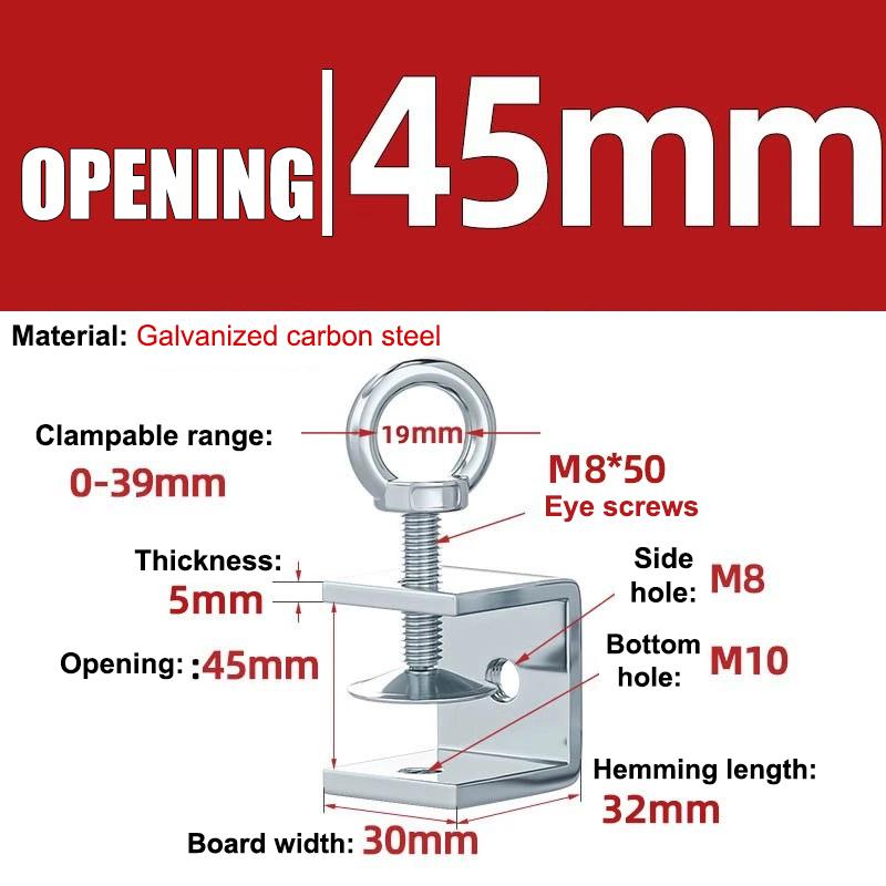 Carbon Steel C-Clamp Steel Pipe Square Clamp Corrosion-Resistant Rust-Proof Adjustable Fixed Holder Clip Hardware Fasteners