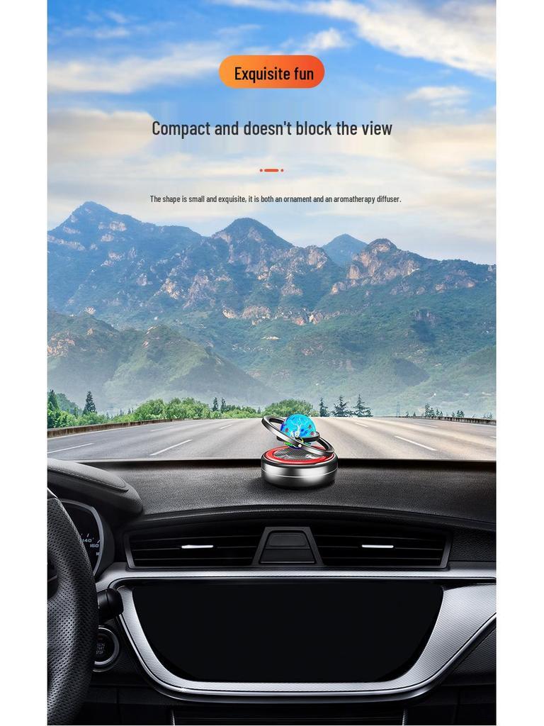 Solar-Powered Rotating Car Aromatherapy Ornament