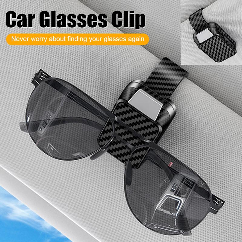 Universele Zonneklep Brilclip Koolstofvezel Draagbare Bril Zonnebril Opberg Houder Auto Interieur Accessoires