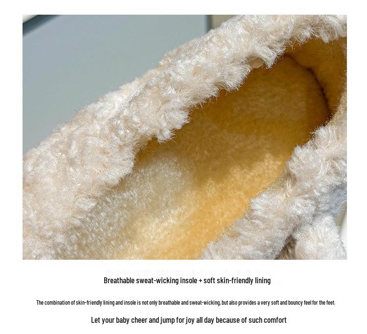 Girls' Soft-Soled Lamb Wool Outdoor Driving Shoes, Autumn/Winter 2025, with Fleece Cotton Lining, Versatile and Warm.