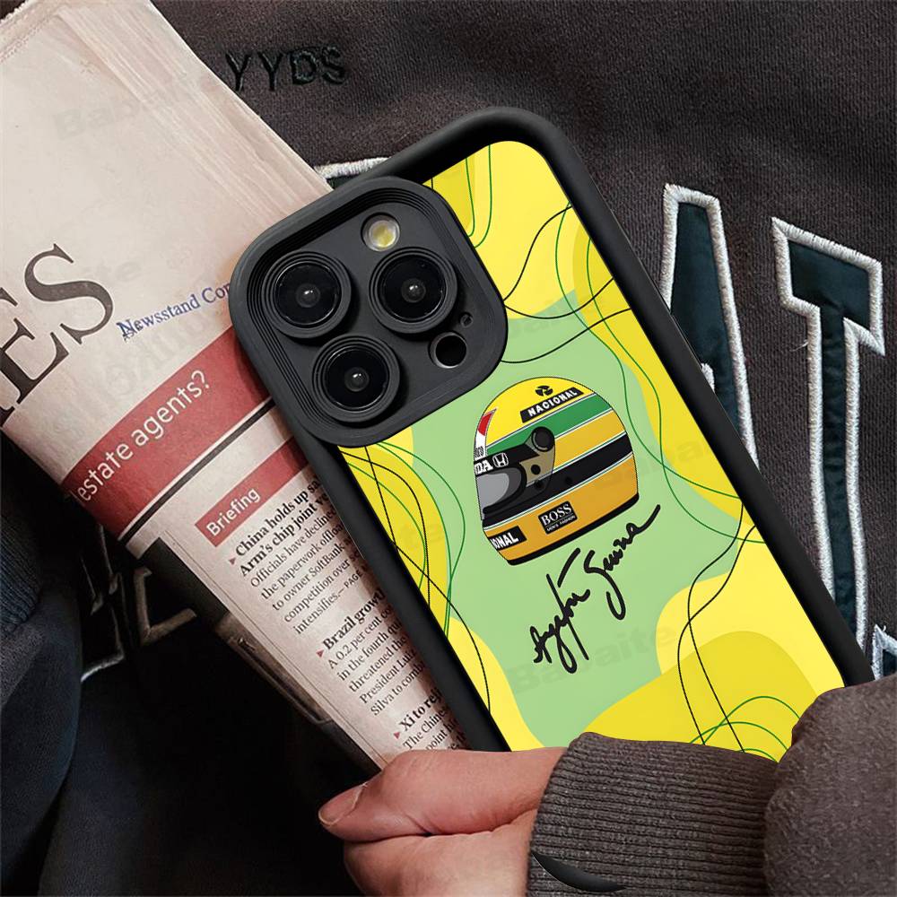 Capa de Celular Ayrton S-Senna H-Capacete F-F1 Racing Para IPhone 17 16 15 14 13 12 11 Pro Max Mini Plus Capa Traseira Macia de TPU