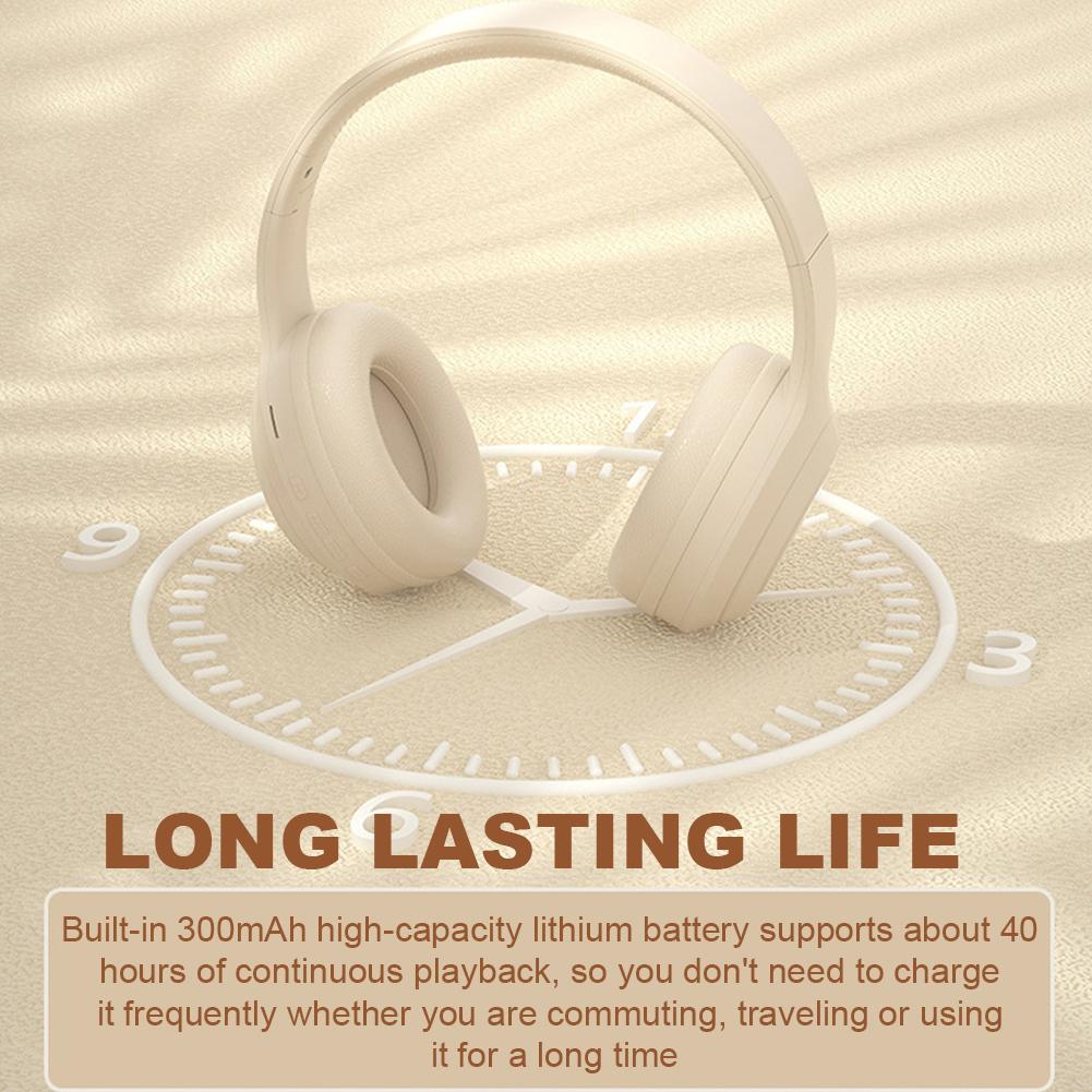 Bluetooth-Compatible 5.0 Over Ear Headphones Noise Reduction Sports Headset 40 Hours Playtime Type-C Charging for Home Office