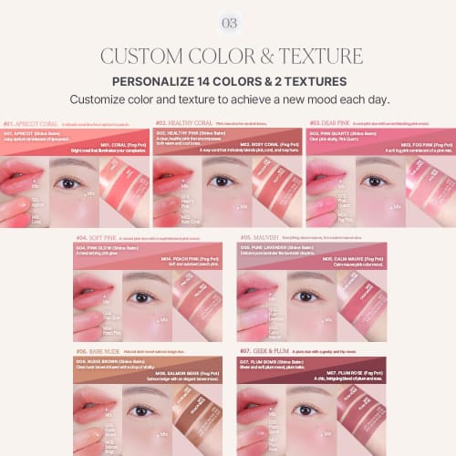 Heart Percent Dote On Mood Custom Lip & Cheek [Dual Color] Matte (Fog Pot) & Glow (Shine Balm) #05.Mauvish/Mobishi