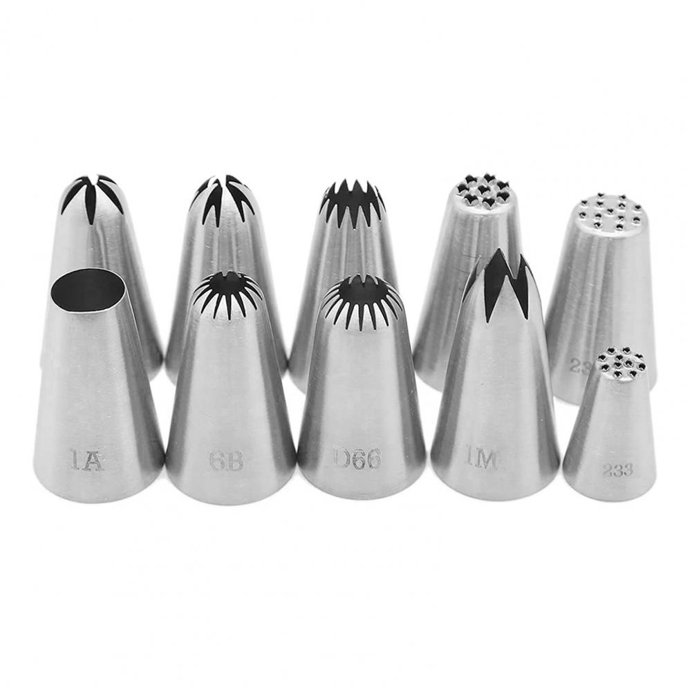 Cream Piping Nozzle Stainless Steel Cake Decorating Tip Professional Stainless Steel Piping Nozzles Set for Cakes Biscuits