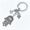 Fashion Vintage Silvery Lucky Eye Fatima Hand Key Rings Hamsa Keychain Evil Eye Key Chain Jewelry Gifts