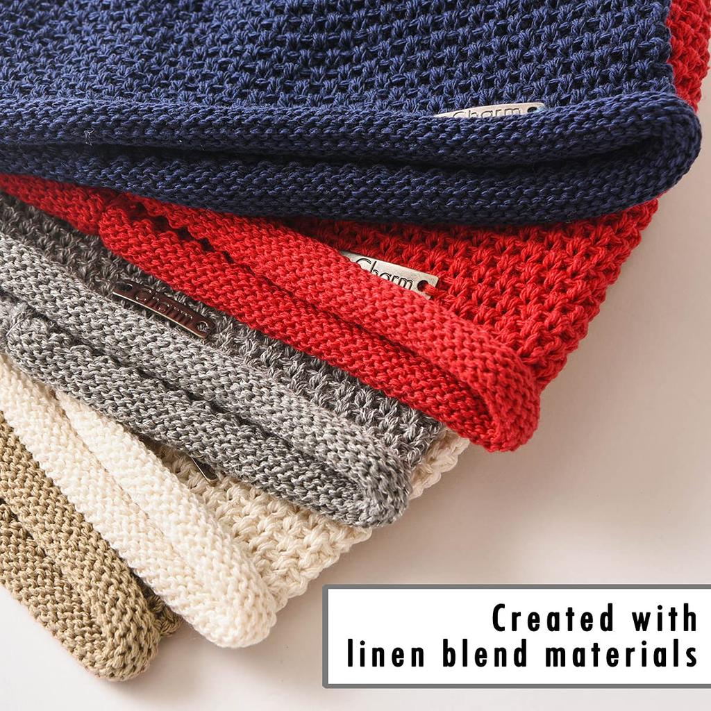 CHARM Linen Stretch Islamic Hat Shallow Islamic Hand Men's [Free Size/Navy] Hat, Washable, Fall/Winter