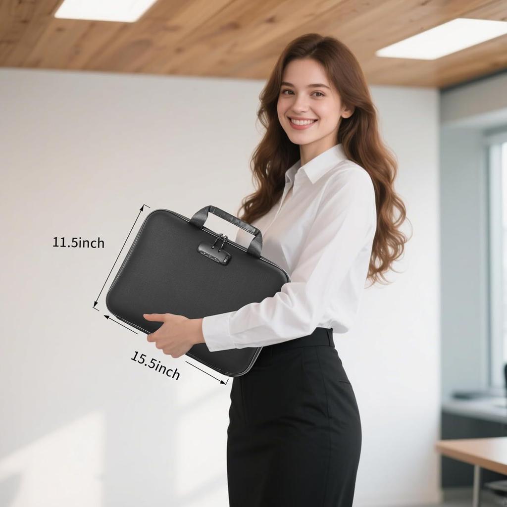 Hardshell Fireproof Document Box With Lock Important Document Organizer With 13Pocket Accordion File Folder Protective Organizer