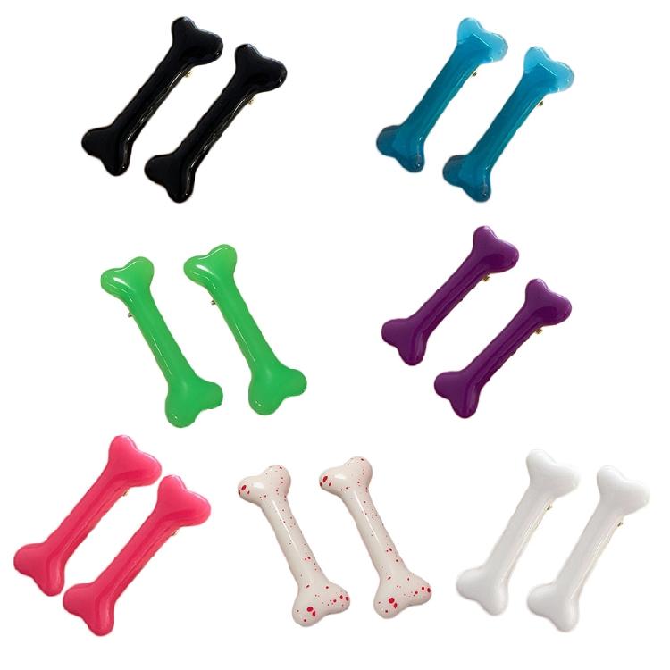 Dog Bone Hairpin Gothic Duckbill Side Clips Halloween Barrette Bangs Costume