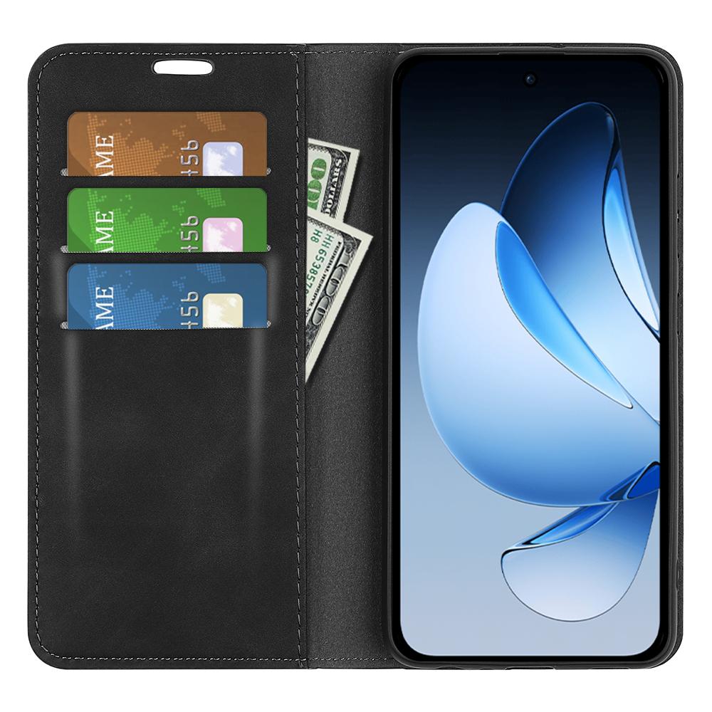 

For Oppo Reno13 5G (Global) Case Skin Touch Leather Wallet Phone Cover Black