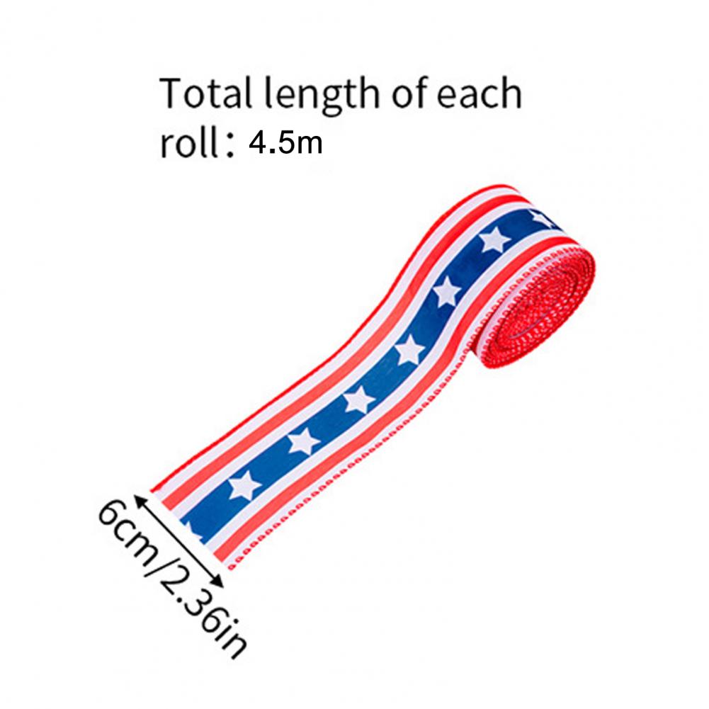 1 Roll 4.5m Ribbon U.S. Flag Elements Independence Day Colored Ribbon Commemorative Decorative Star String Ribbon For Festival