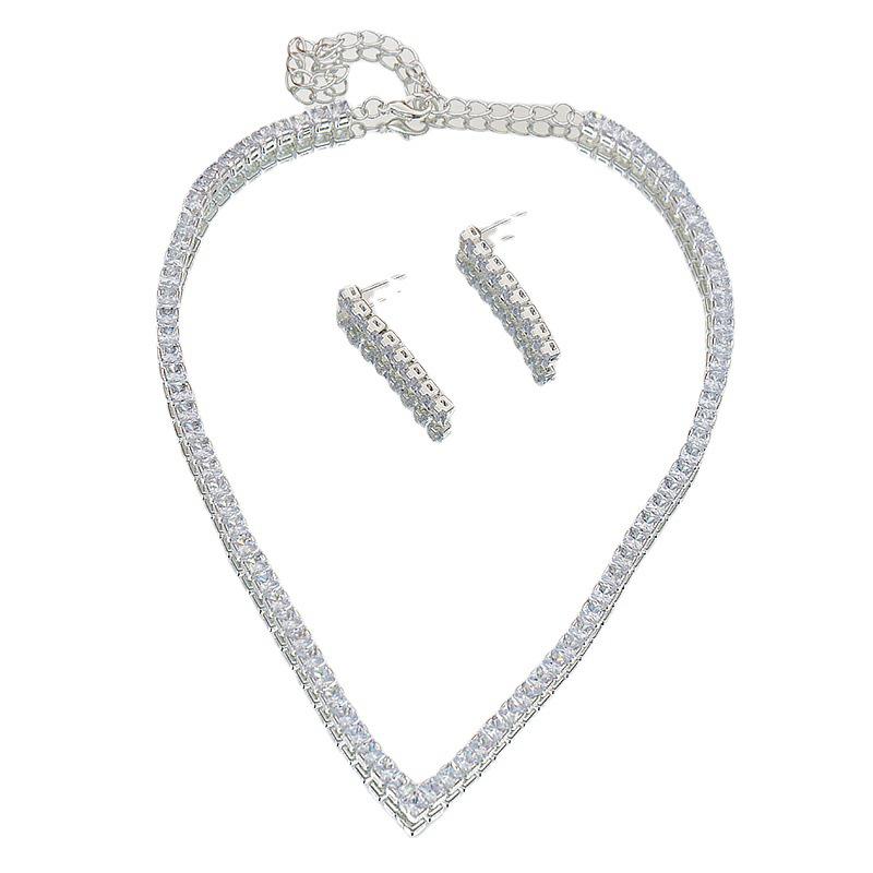 Elegant Zircon Necklace & Earrings Set - Perfect for Weddings & Special Occasions