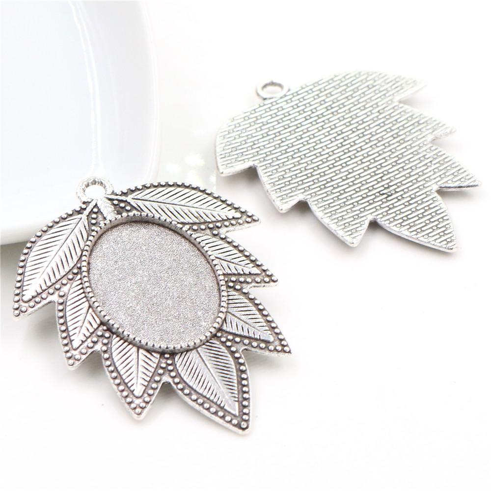 5 pièces 18x25mm Taille intérieure Plaqué Argent Antique Bronze Noir Style Mode Cabochon Camée Base Support Pendentif Apprêts pour collier